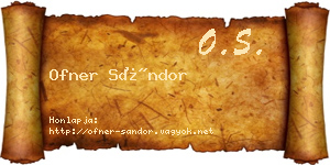 Ofner Sándor névjegykártya